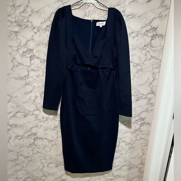 ELLIATT Scarlette Cutout Long Sleeve Sheath Midi Dress in Navy - Picture 2 of 6